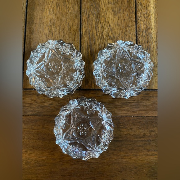 Set of 3 Vintage Crystal Cut Glass Ash Trays - Picture 7 of 11